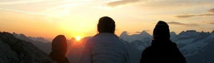 Hikers admiring the sunrise